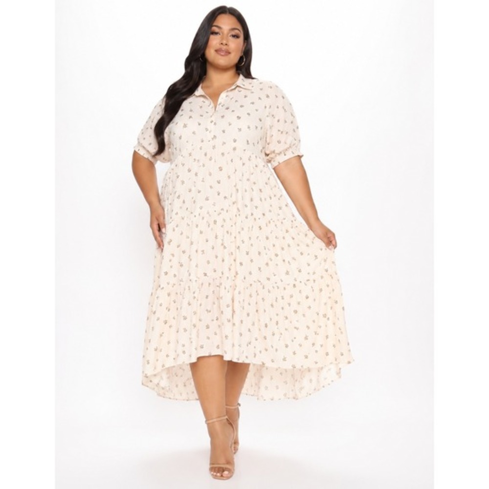 Torrid Maxi Wash Challis Hi Low Tieredโ Shirtdress 1X 14-16 Ditsy Floral NWT